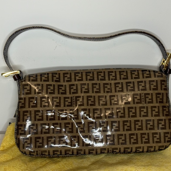 Fendi Gold and Brown Monogram Shoulder Bag - Picture 3 of 10